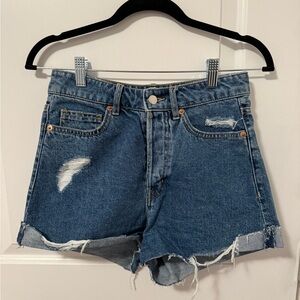 H&M Blue Distressed Jean Shorts